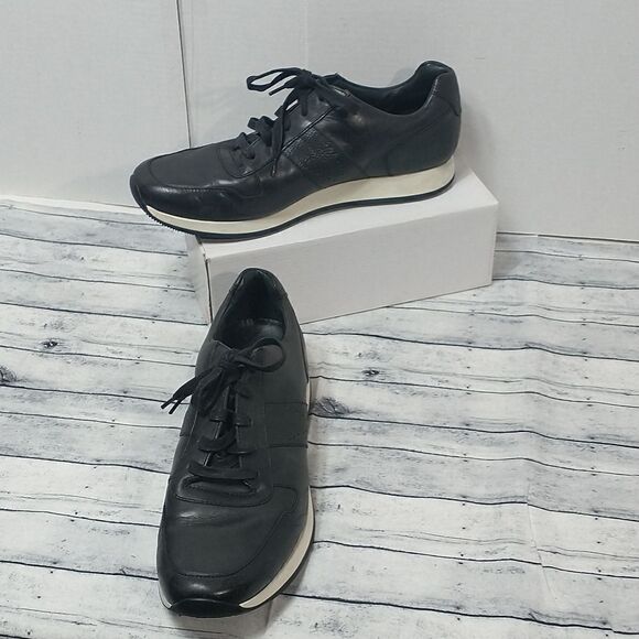 VINCE  Black Pace Leather Trainer SZ 12M - Picture 1 of 11